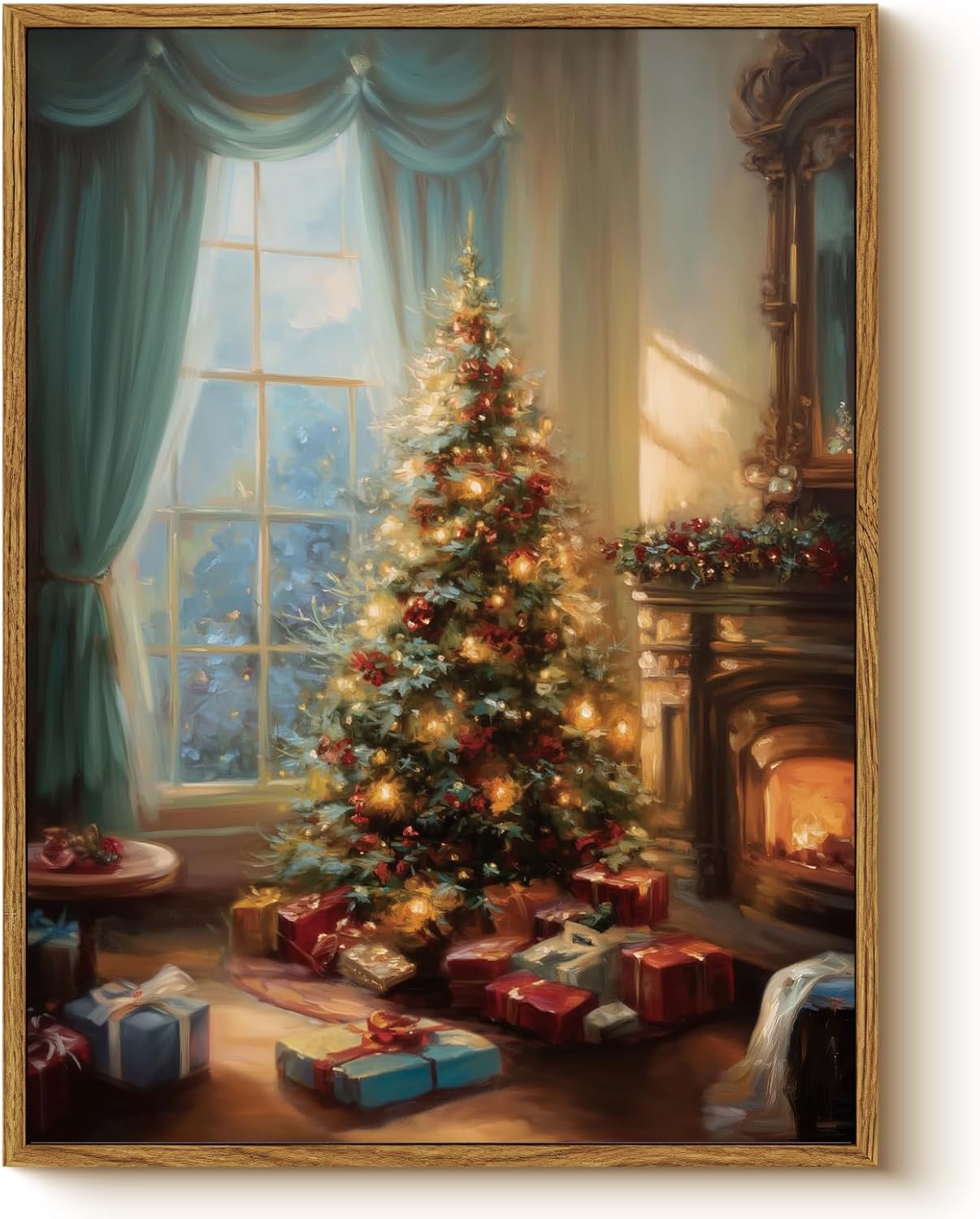 Framed Farmhouse White Wall Art — 16" — Christmas cottage