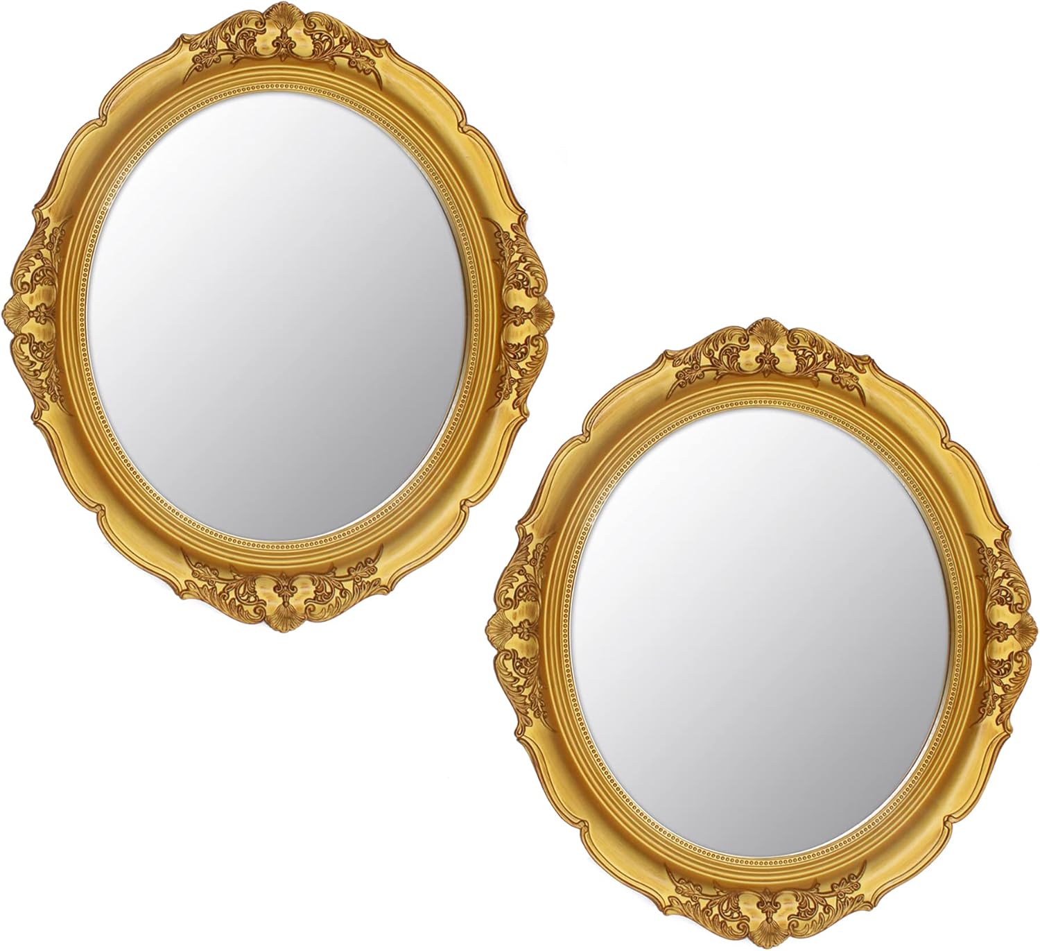 Oval Luxe Blue Wall Mirror — 8" — Gold 2 Pcs