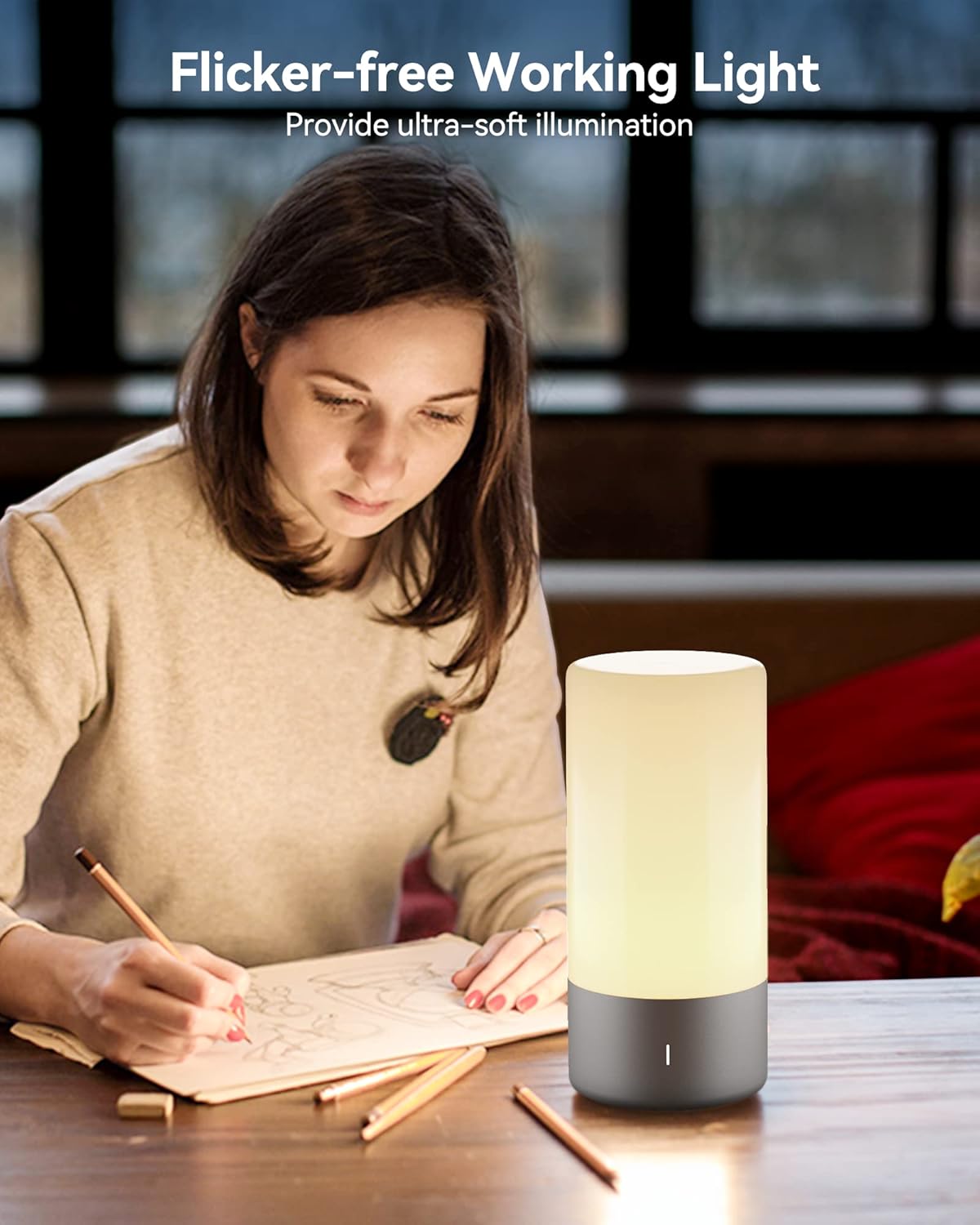 Dimmable Modern Grey Table Lamp - View 4