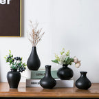 Modern Black Vase Set — Set of 12 — Black - 5 Pcs