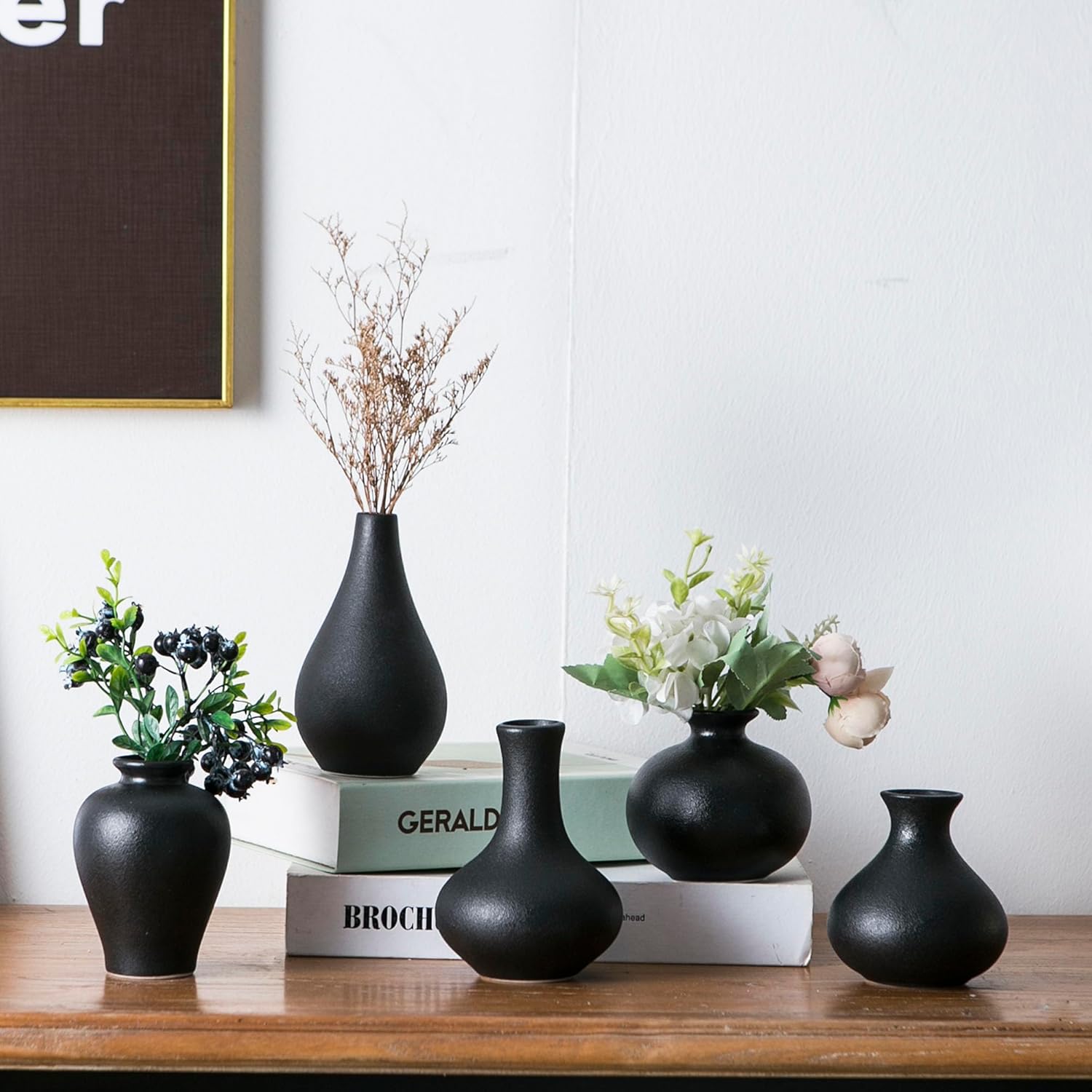 Modern Black Vase Set — Set of 12 — Black - 5 Pcs