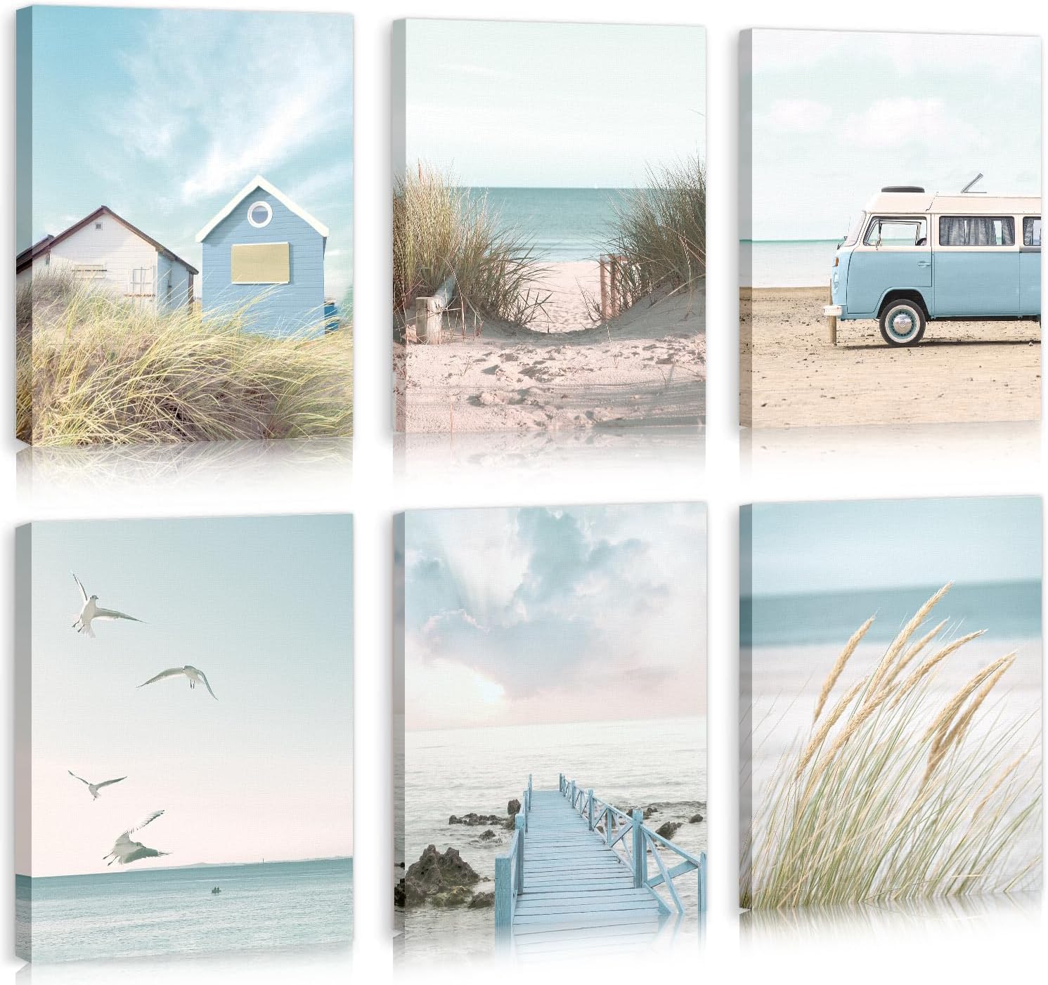 Framed Metal Wall Art — 6" — Beach style B - 8x10 inches