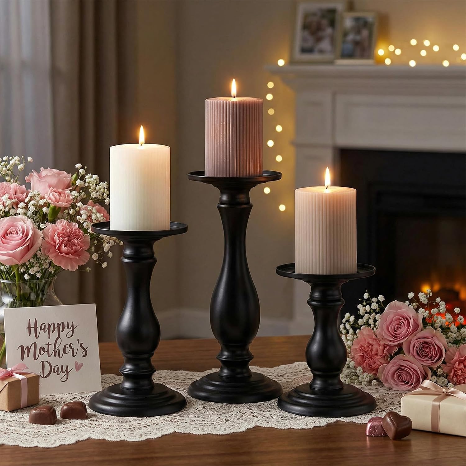 Farmhouse Metal Pillar Candle — 10" - View 3