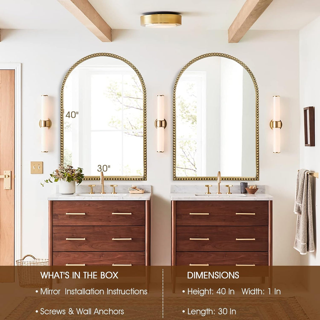 Antique Farmhouse Beige Wall Mirror — 30" - View 5