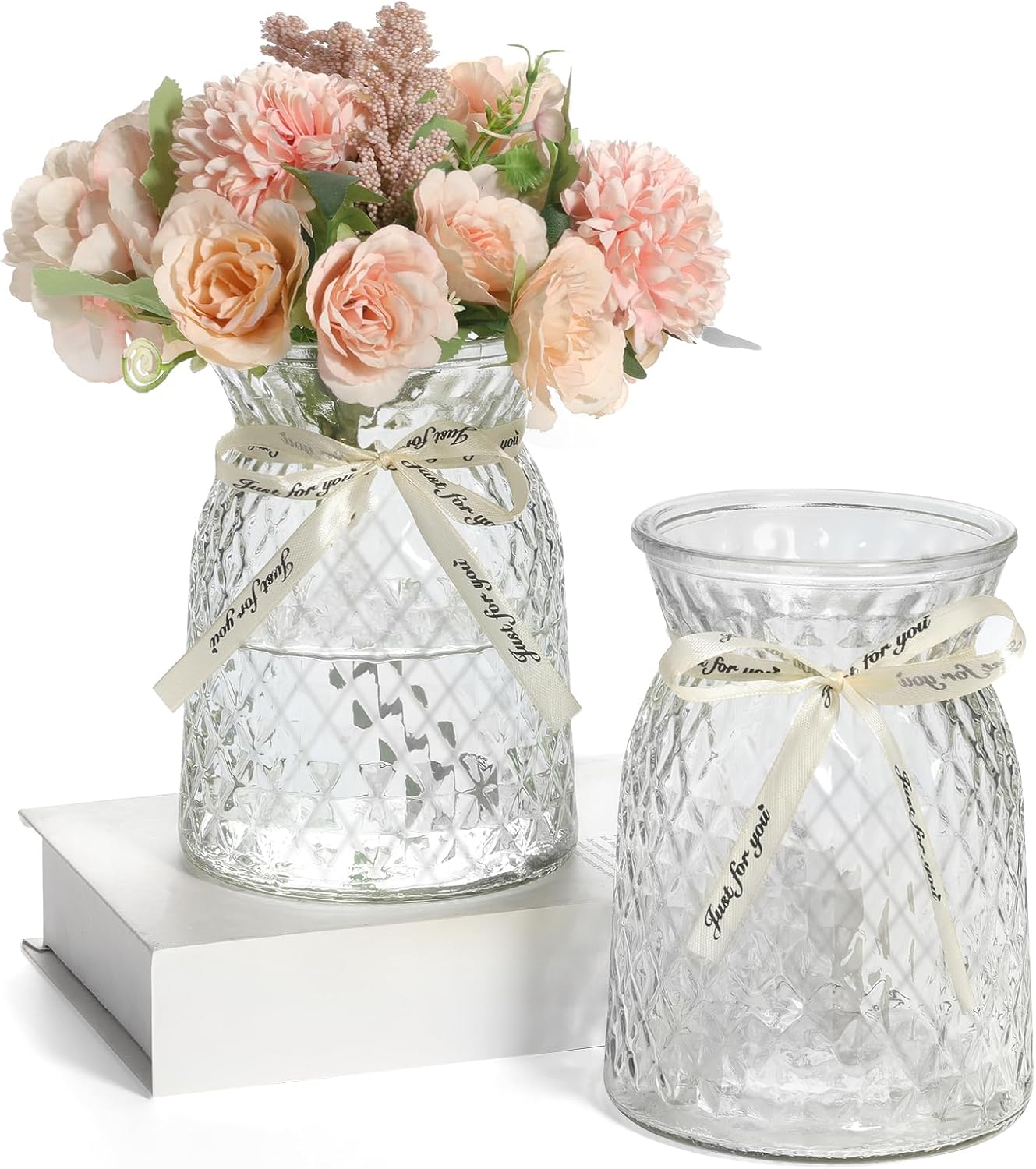 Vintage Grey Flower Vase — 6.3" — Clear