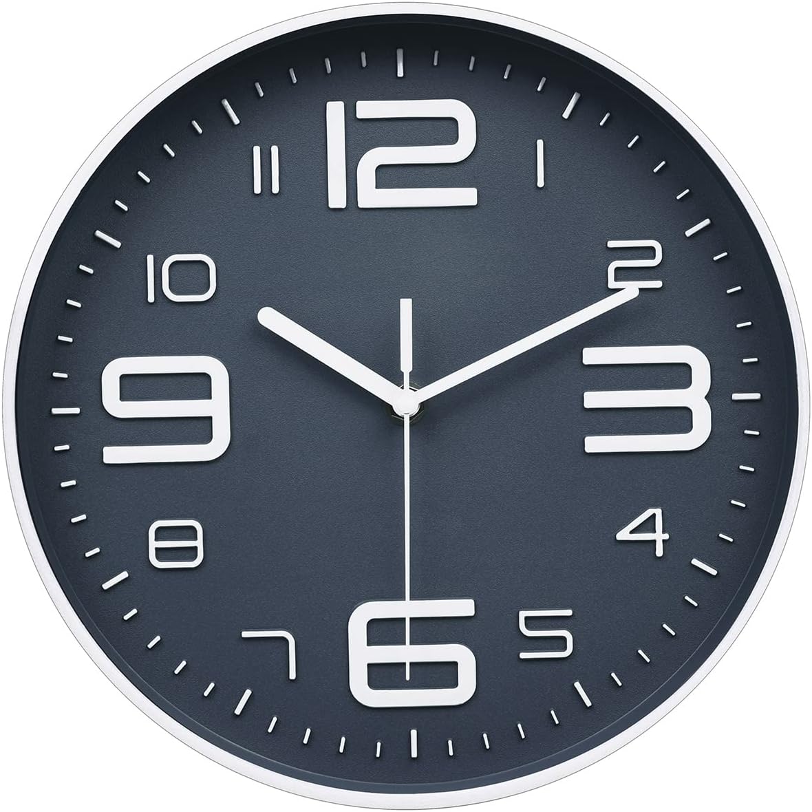 Modern Black Wall Clock — 12" — 10''navyblue