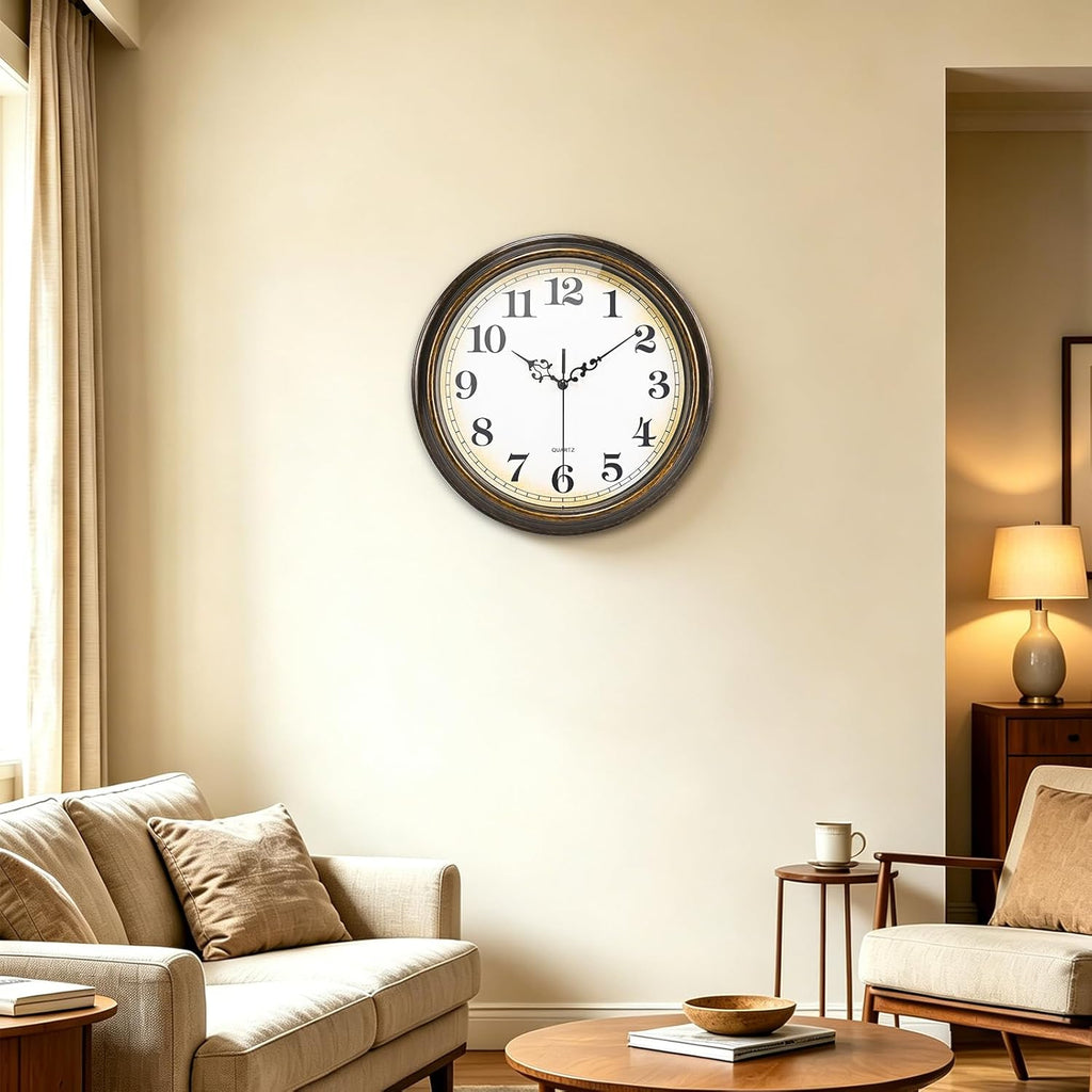 Battery Operated Gold Wall Clock — 12" - View 5