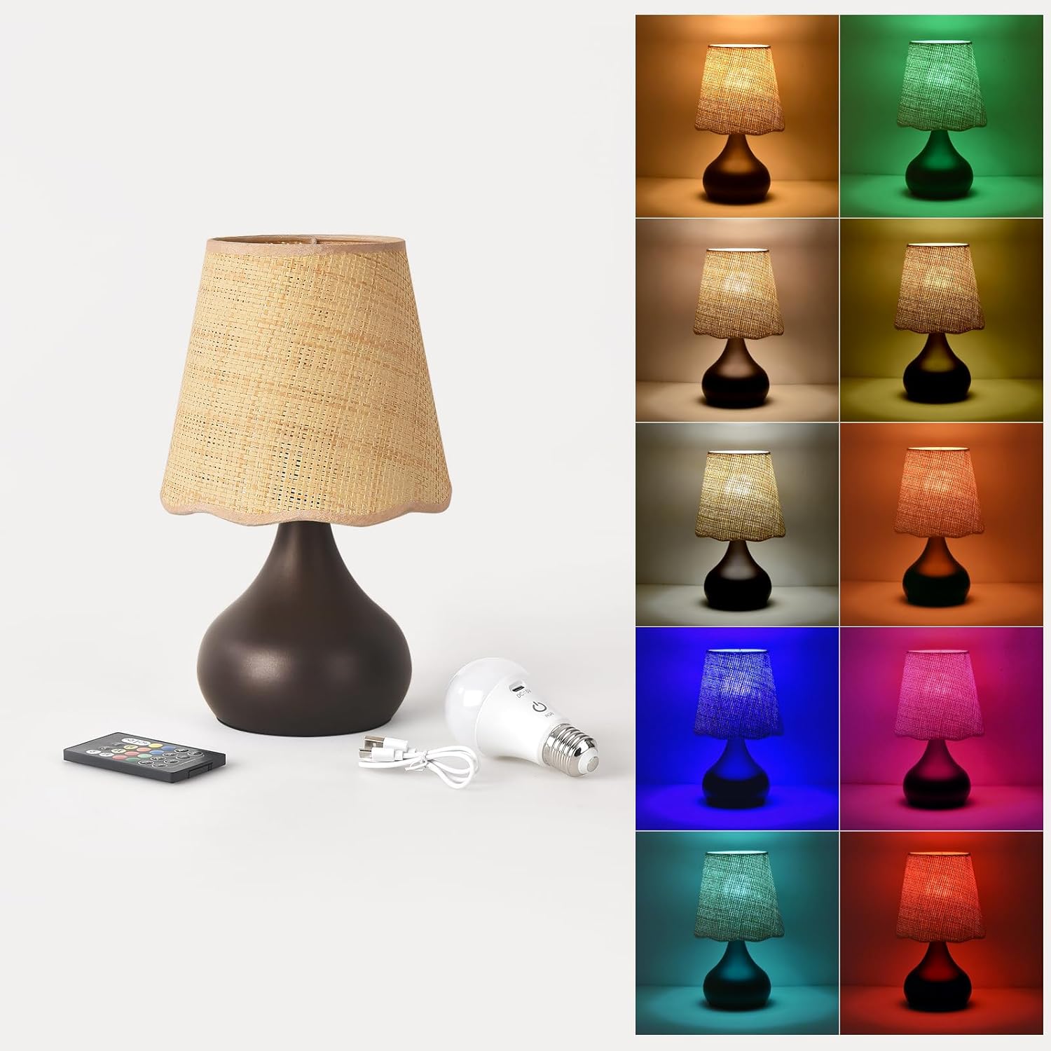 Boho Beige Table Lamp — Bronze