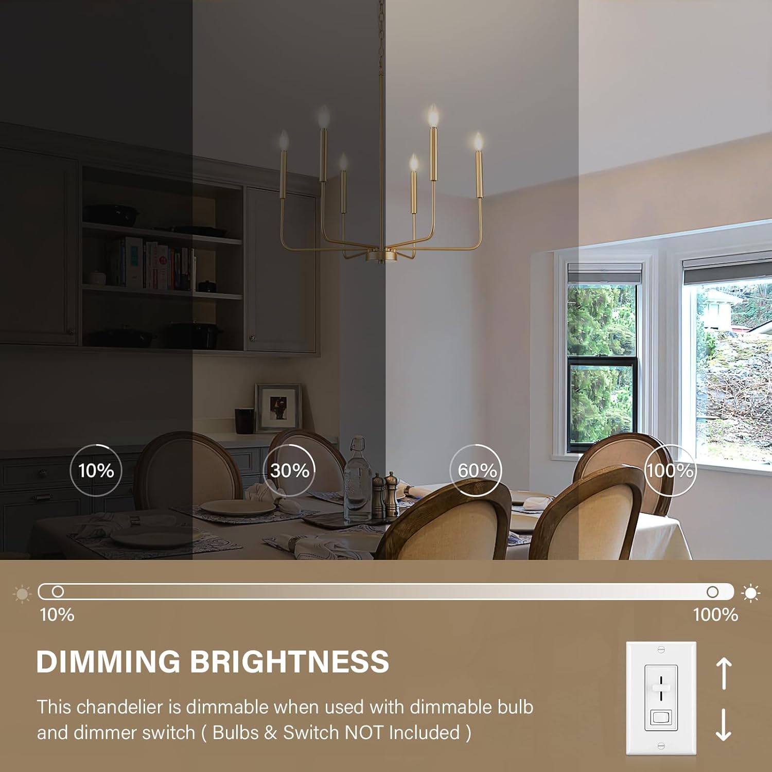 Farmhouse Black Chandelier — 6-Light - View 9