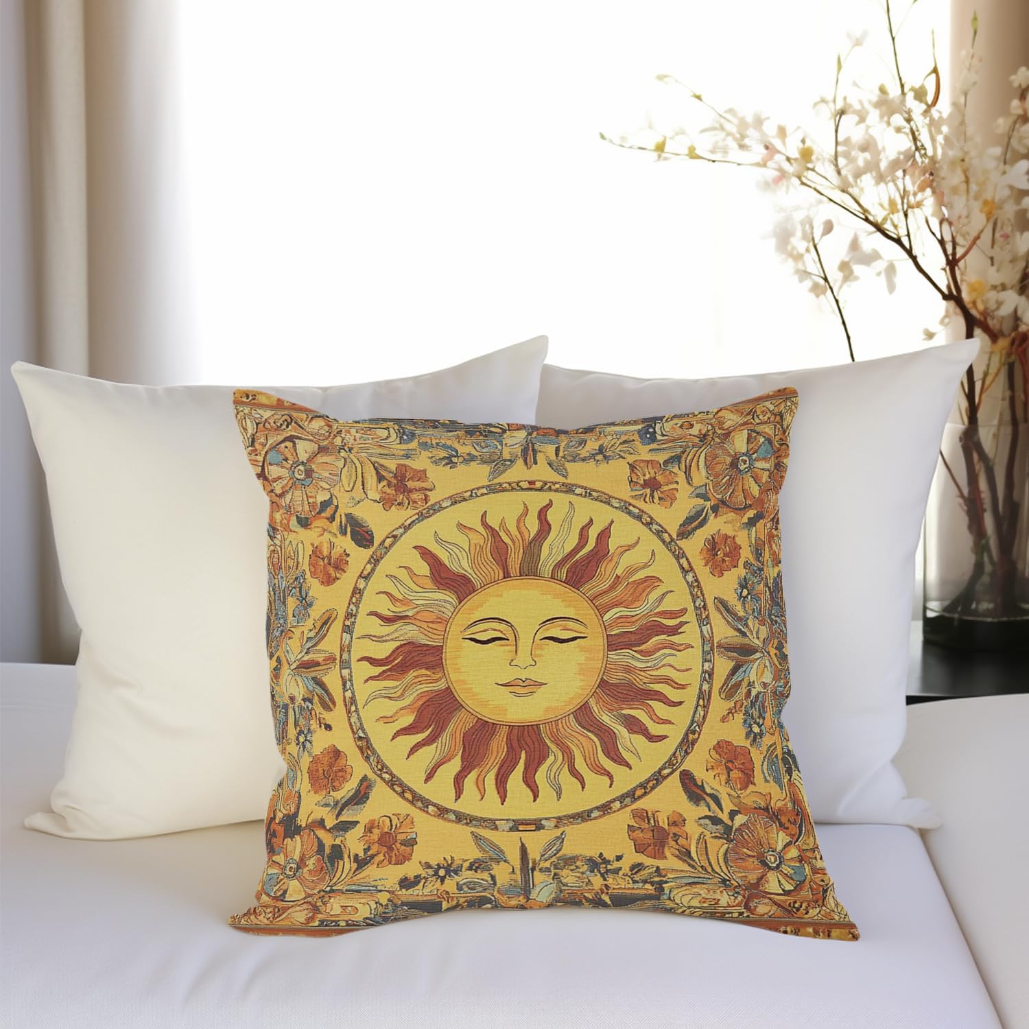 Vintage Boho Black Throw Pillow Cover — 18" - View 5