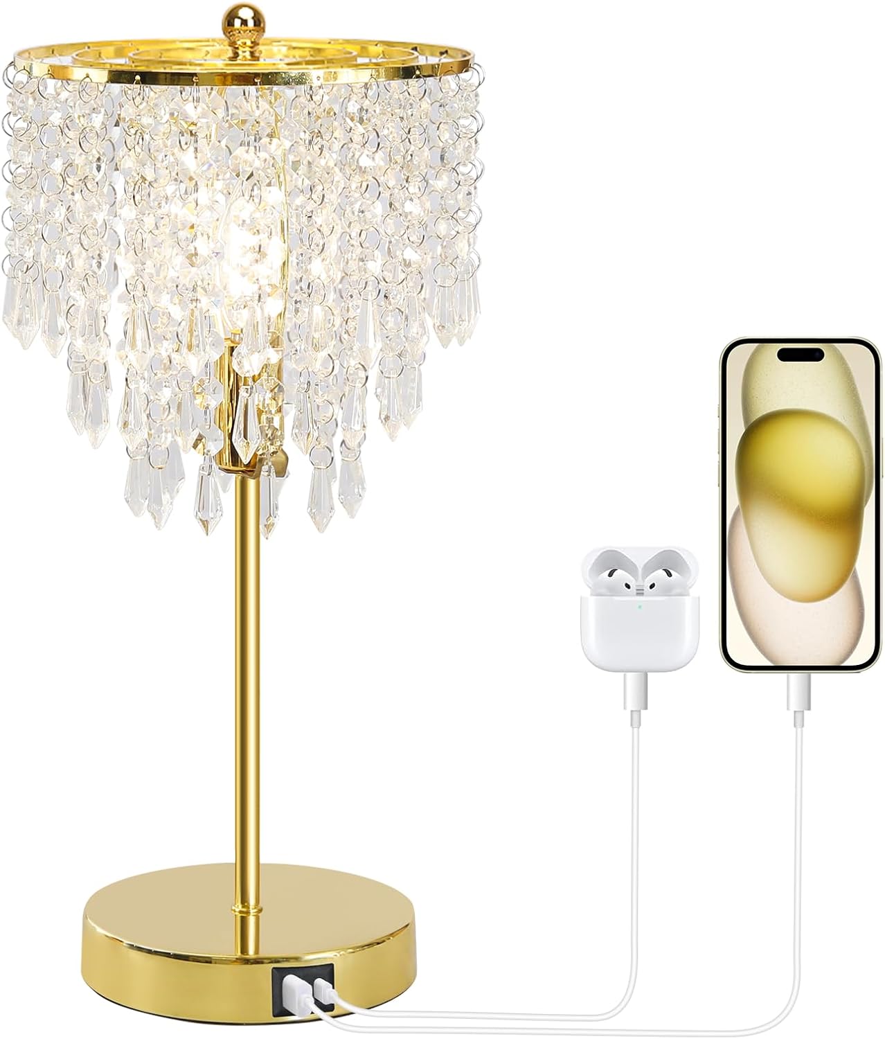 Dimmable Luxe Gold Nightstand Lamp — Gold