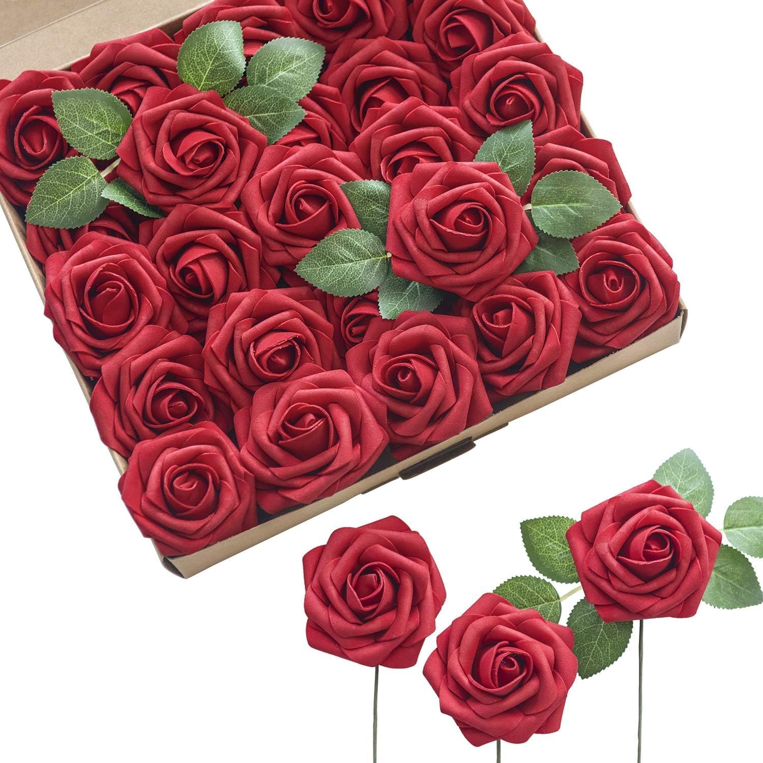 Luxe Beige Artificial Flowers — 3" — Rd- Red