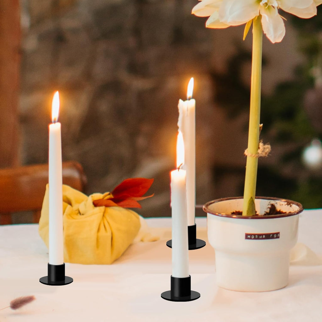 Round Black Pillar Candle — Set of 4 - View 5