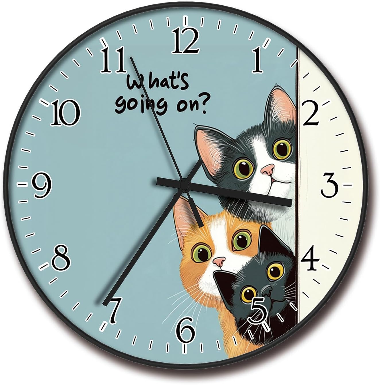 Battery Operated Purple Wall Clock — 8" — 2269-three Cat