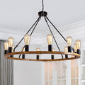 Round Farmhouse Black Chandelier — 12-Light — Red-12 Light