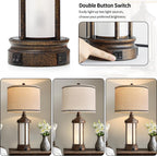 USB Farmhouse Black Table Lamp — 25" - View 4