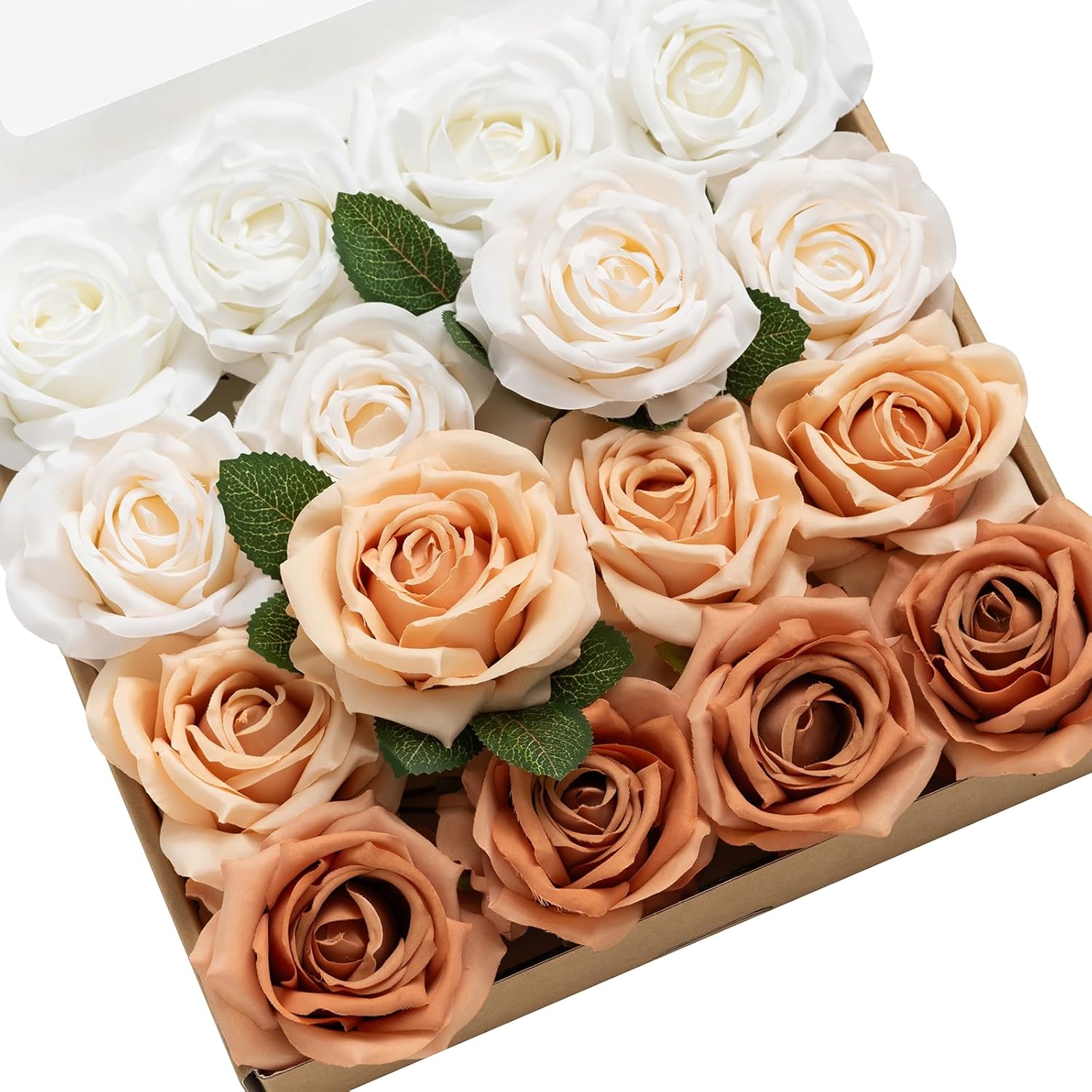 Beige Artificial Flowers — 3.5" — Ivory & Cream & French Orange & Burnt Orange