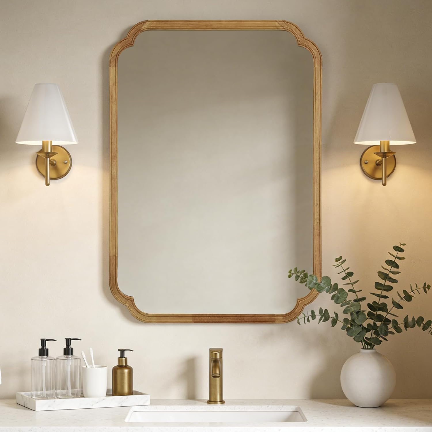 Beige Wall Mirror — 24" — 40"L x 28"W