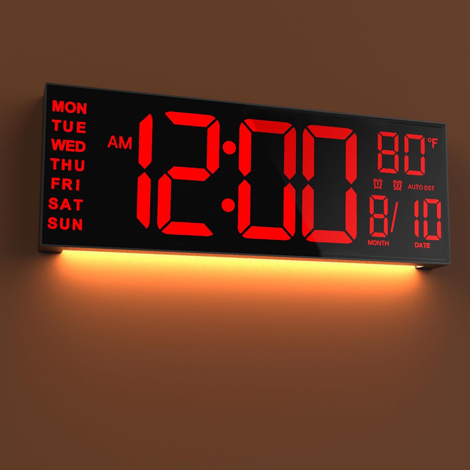 RGB Black Wall Clock — 15" — Red