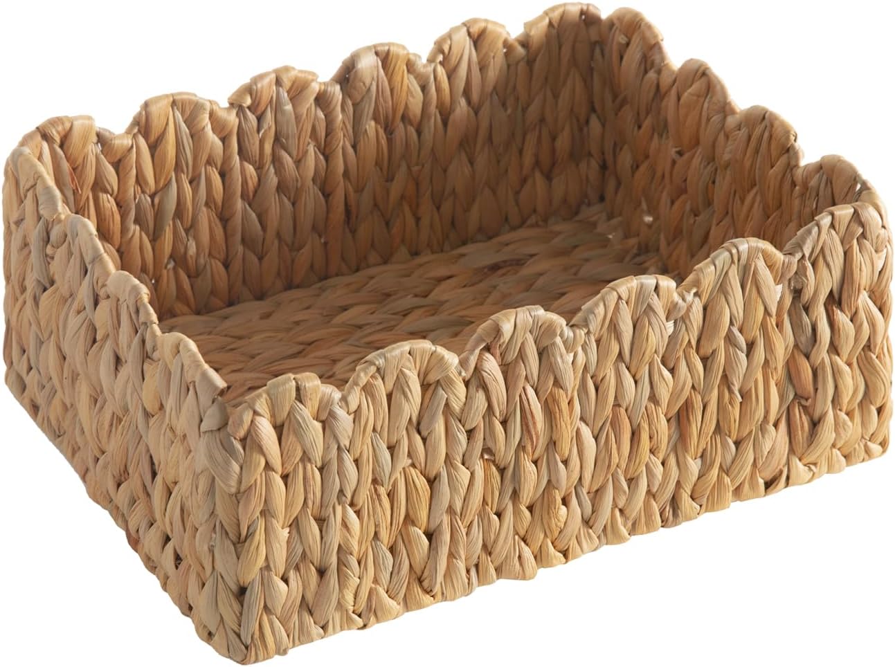 Boho Beige Woven Basket — 14" — Light Beige