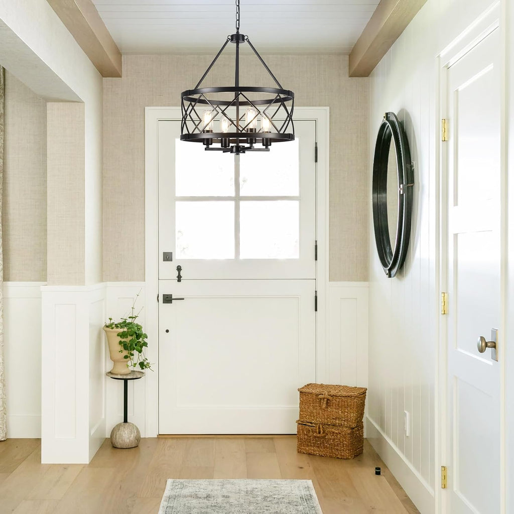 Farmhouse Black Chandelier — 4-Light - View 4