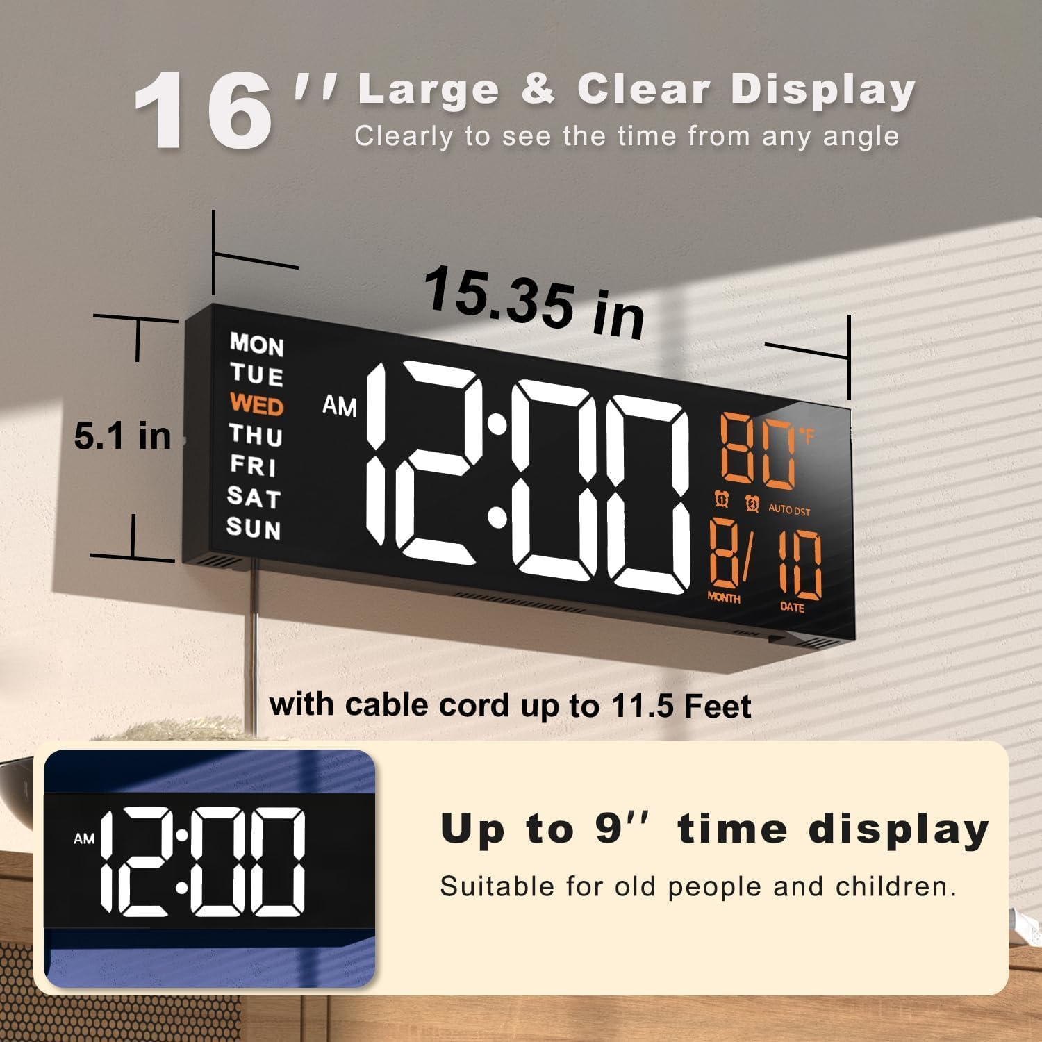 RGB Blue Wall Clock — 16" - View 2