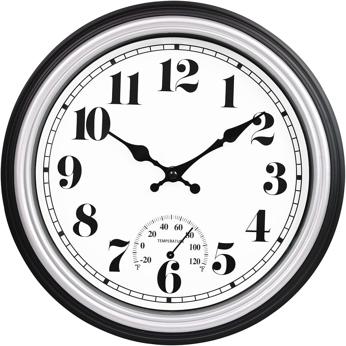 Vintage Black Wall Clock — 12 Silver