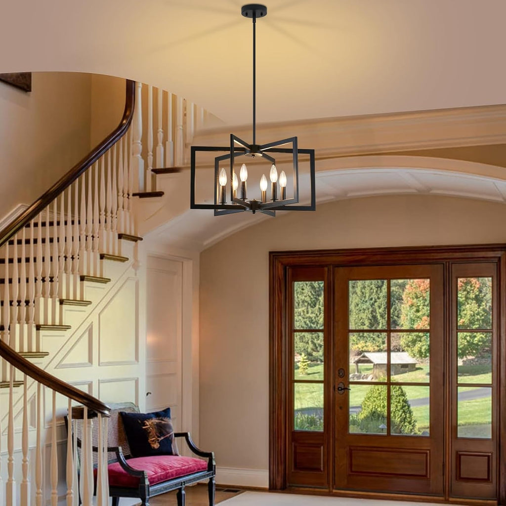 Farmhouse Black Chandelier — 6-Light - View 5