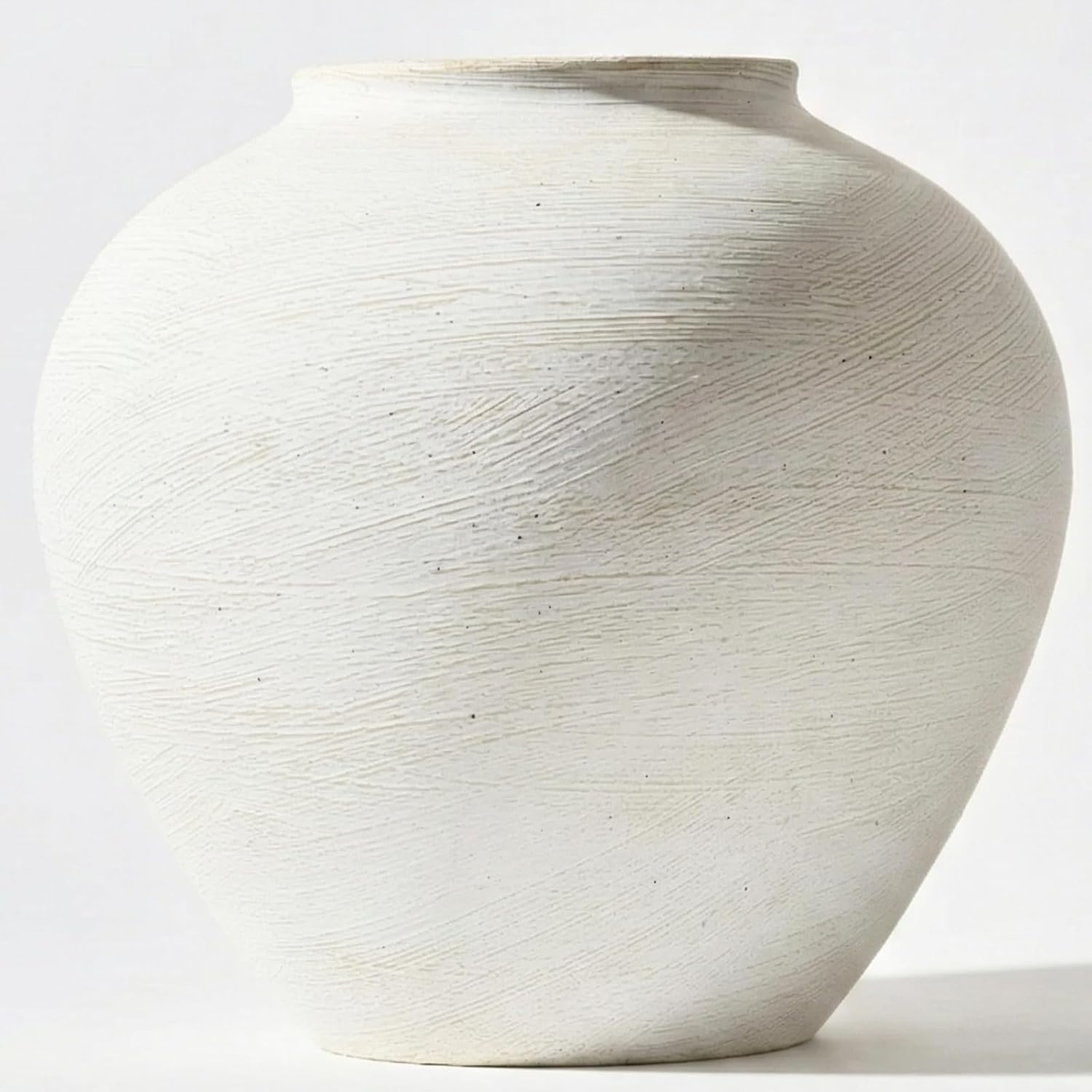 Modern Black Vase — White Large Brushed