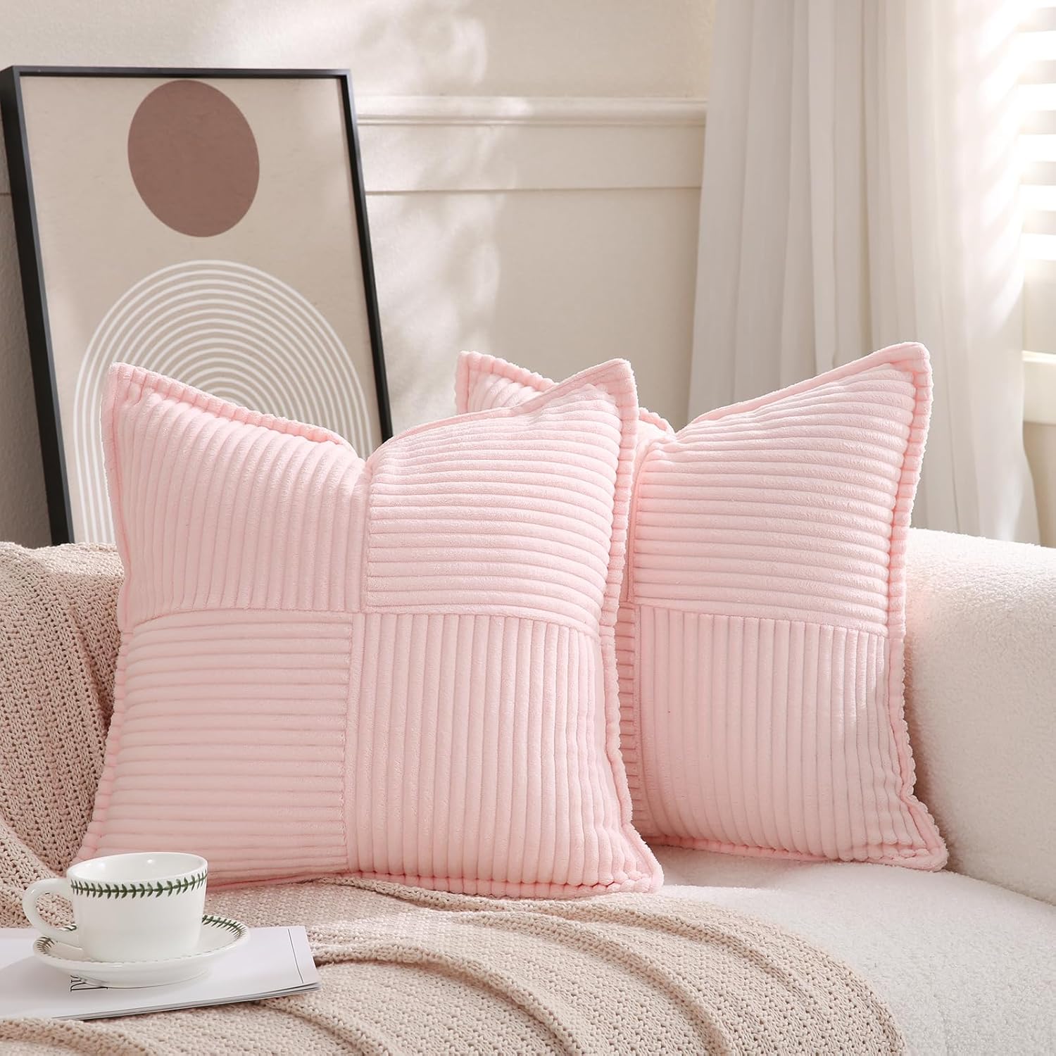 Boho Beige Throw Pillow Cover — 18" — 16" x 16" (Pack of 2)