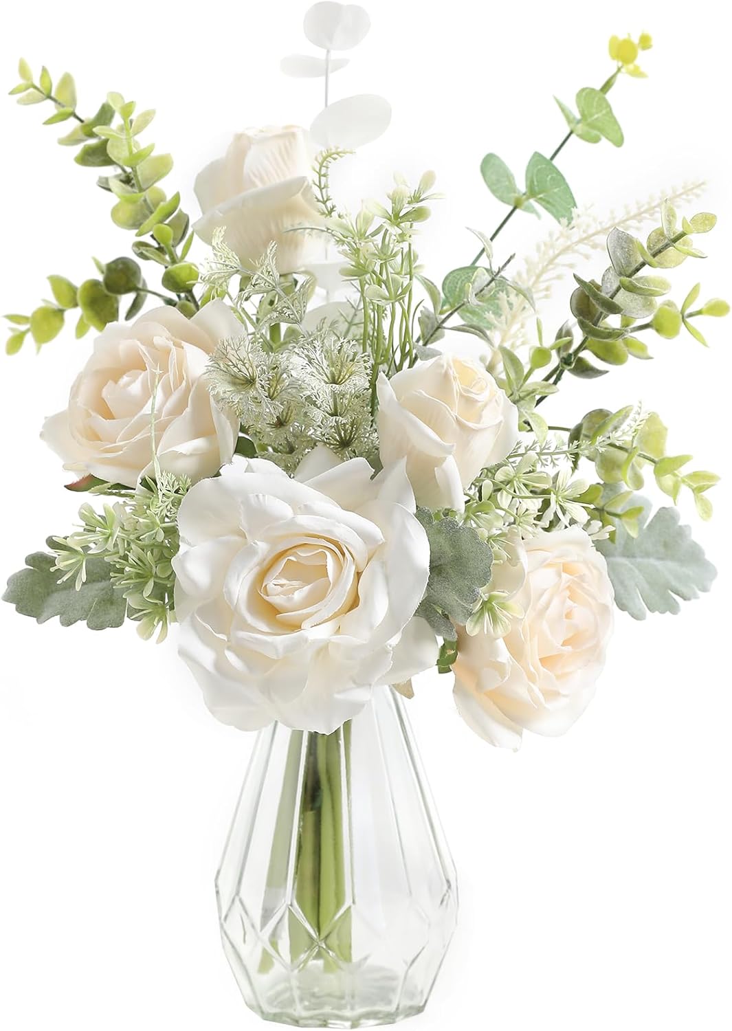 Farmhouse Blue Artificial Flowers — 11" — White-1