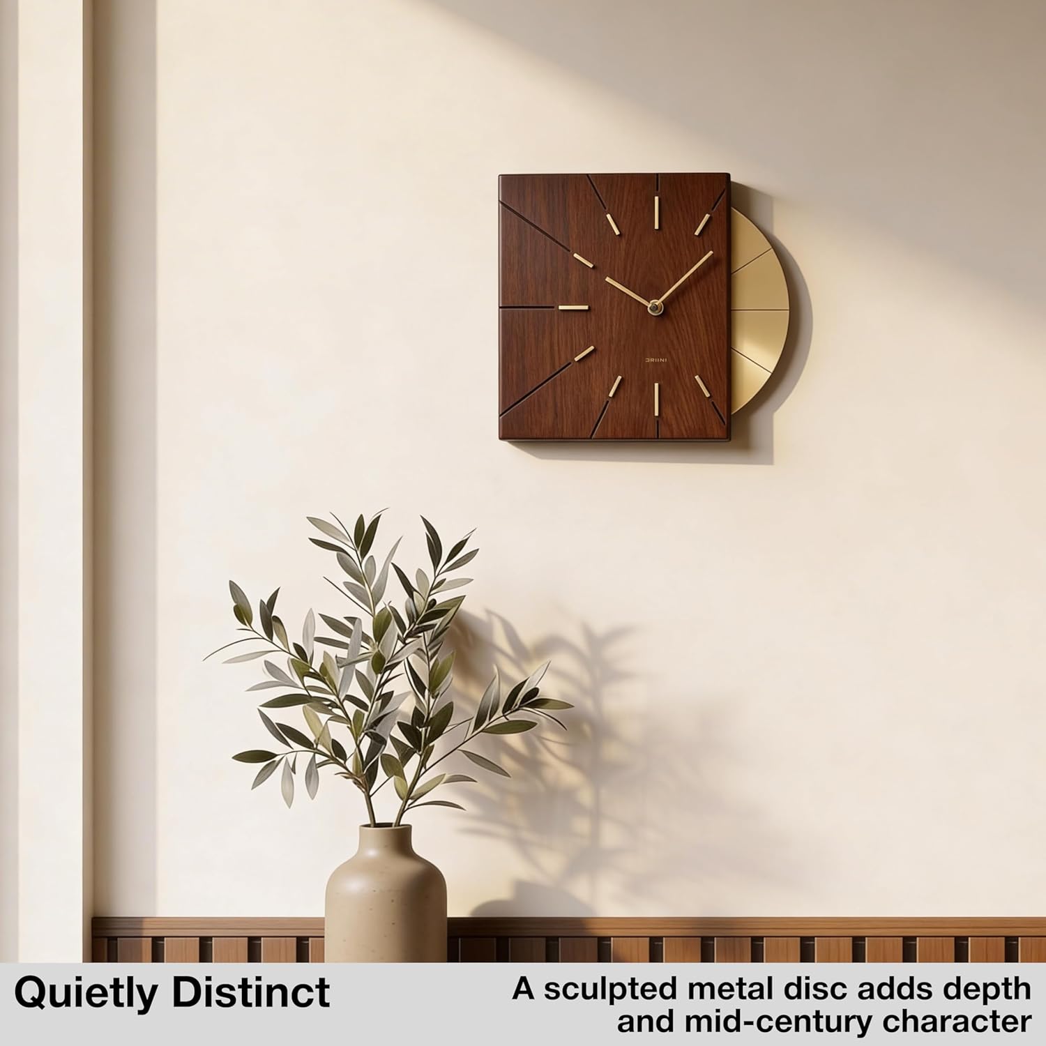 Battery Operated Luxe Black Wall Clock - View 2