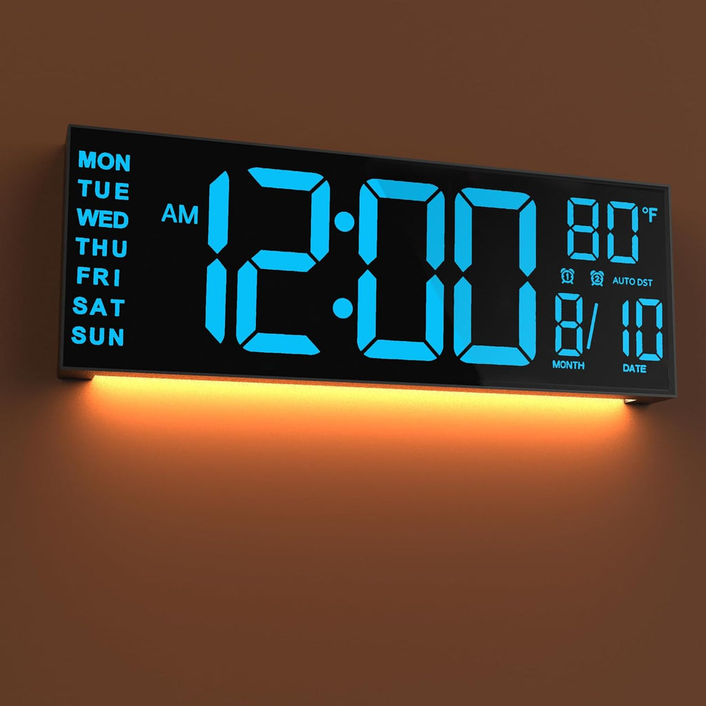 RGB Black Wall Clock — 15" — Blue