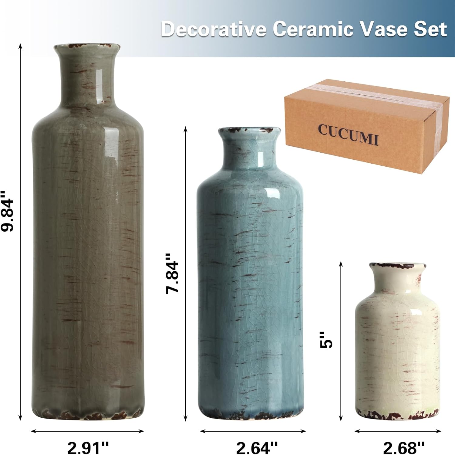 Farmhouse Beige Flower Vase — Set of 3 - View 2