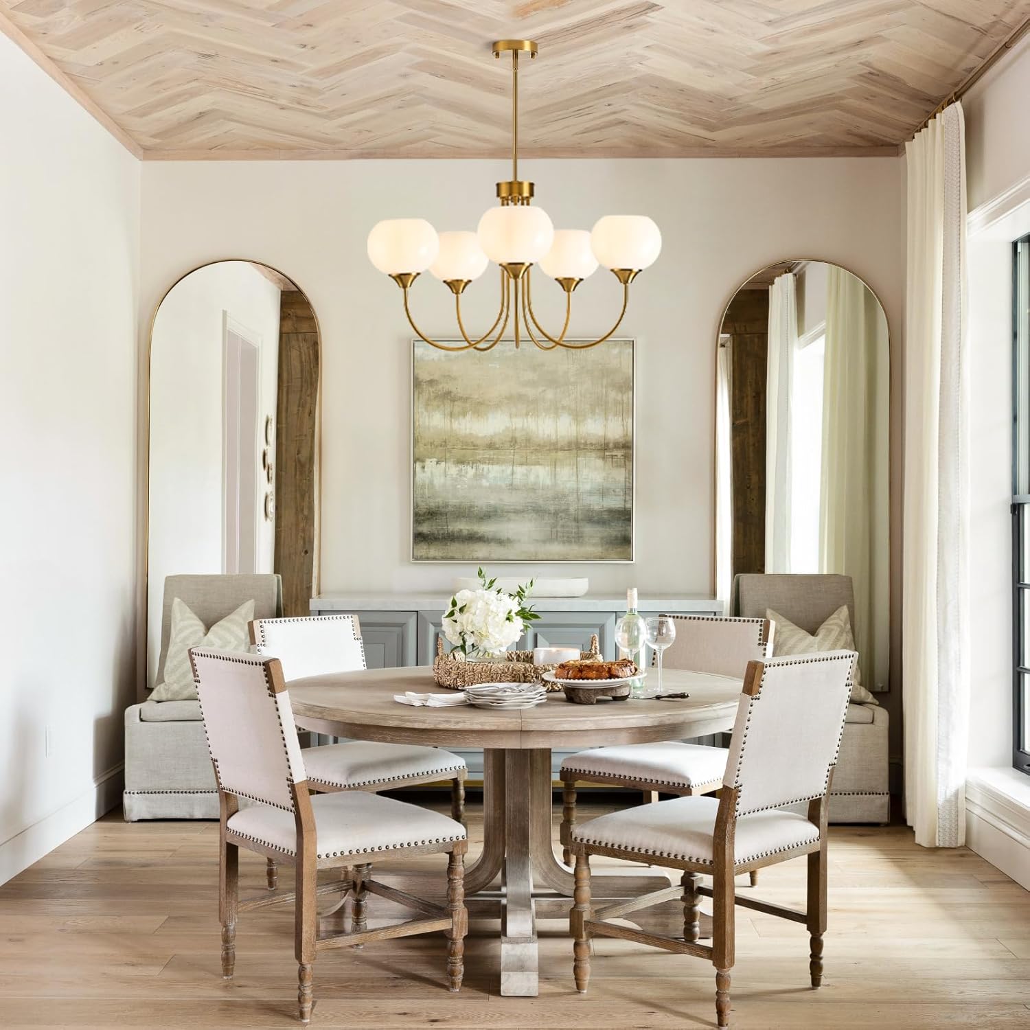 Vintage Luxe Orange Chandelier — 5-Light - View 2