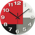 Battery Operated Modern Red Wall Clock — 12" — Red Decor 2