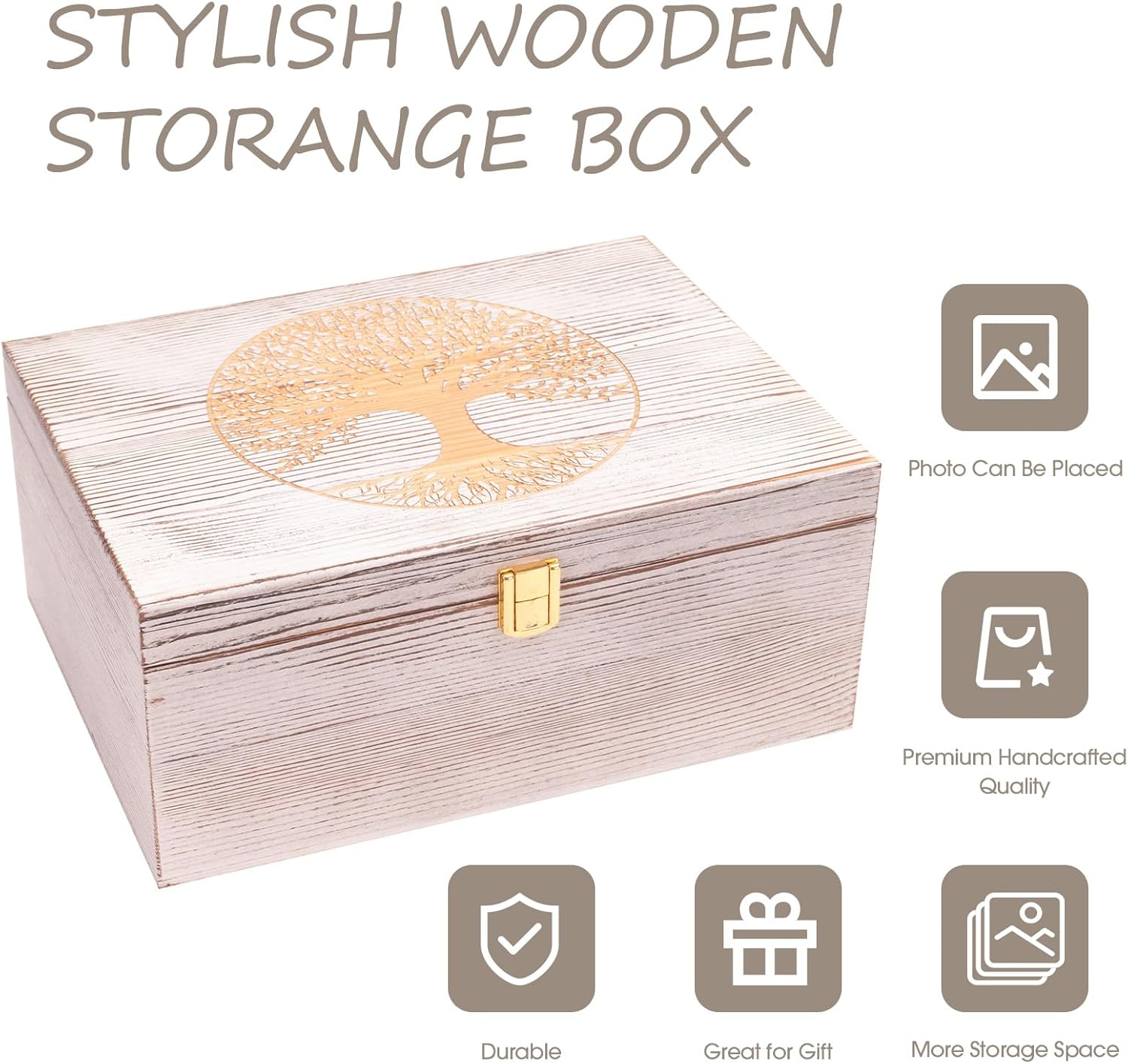 Vintage Wood Storage Basket - View 3