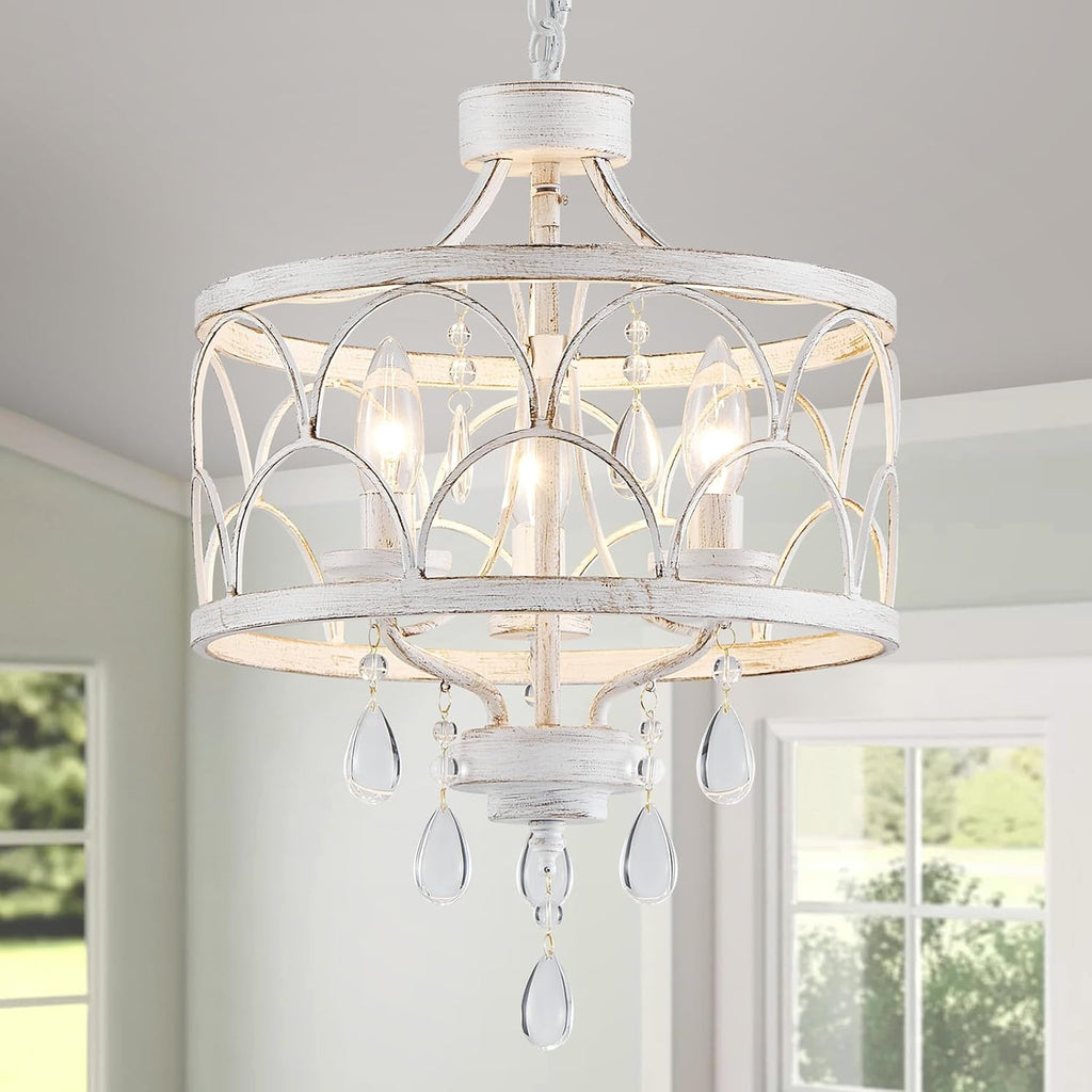 Round Farmhouse Gold Chandelier — 3-Light - View 2