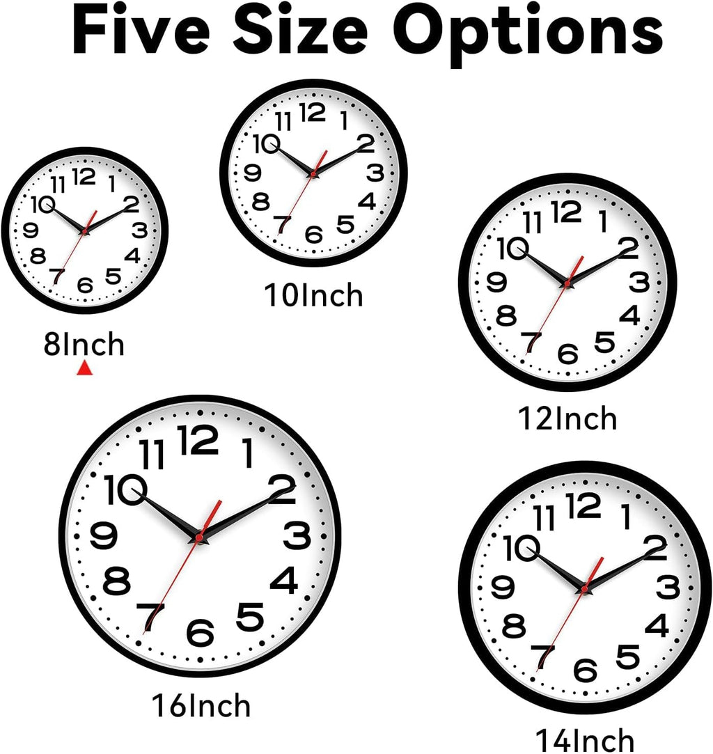 Battery Operated Modern Black Wall Clock — 8" - View 6