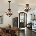 Vintage Farmhouse Black Chandelier — 4-Light - View 5
