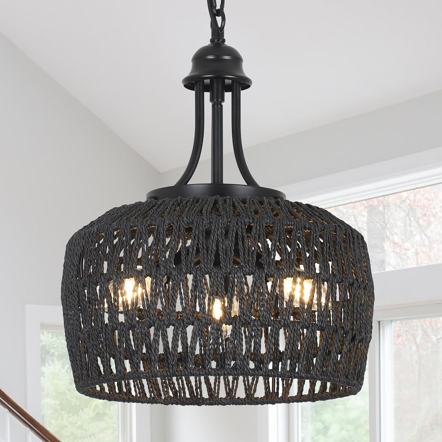 Boho Black Chandelier — 5-Light — Black