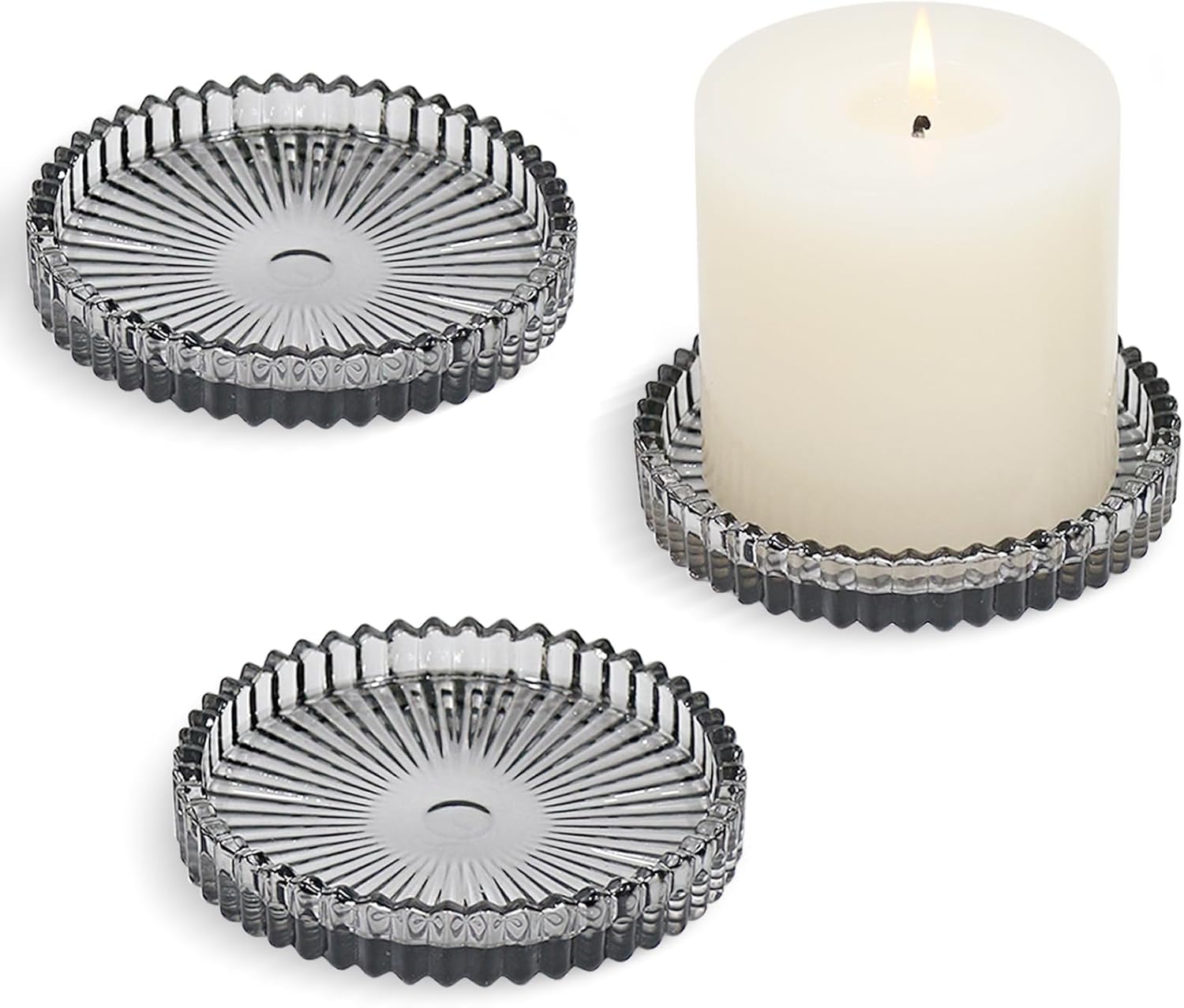 Blue Pillar Candle — 4" — Gray