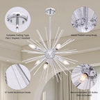 Modern Metal Chandelier — 6-Light - View 2