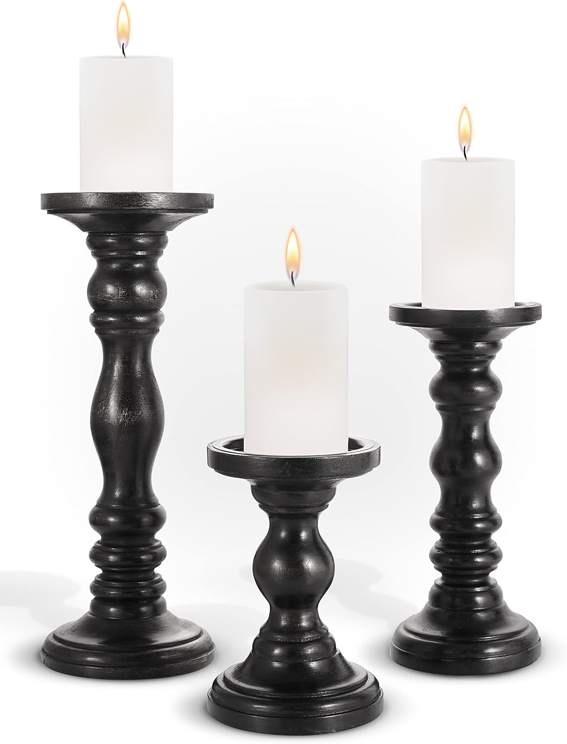 Farmhouse Black Pillar Candle — Rustic Black