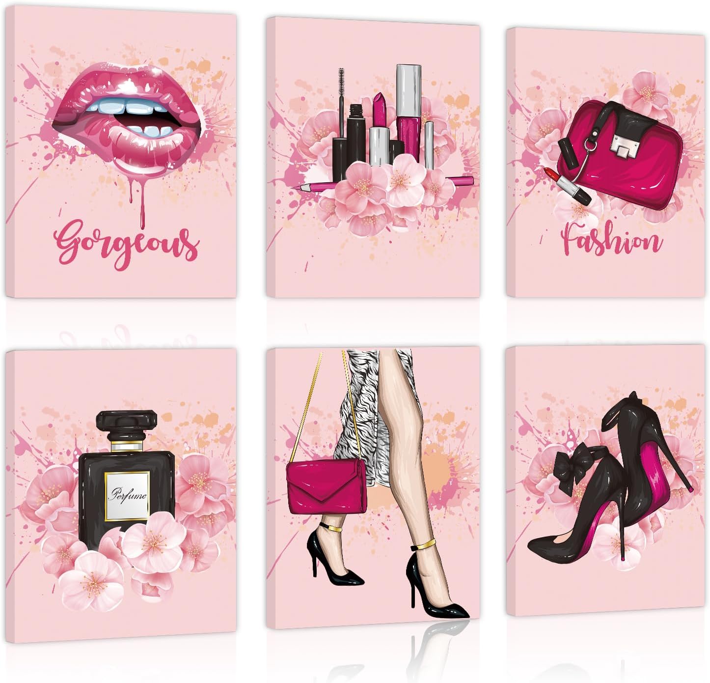 Framed Metal Wall Art — 6" — Pink fashion theme style B - 12x16 inches