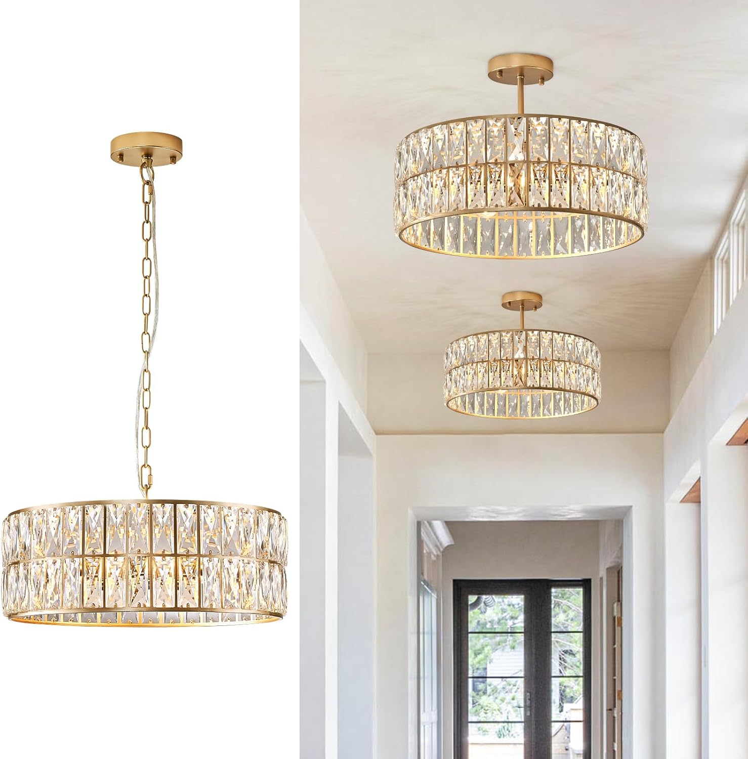 Luxe Black Chandelier — 4-Light — Gold