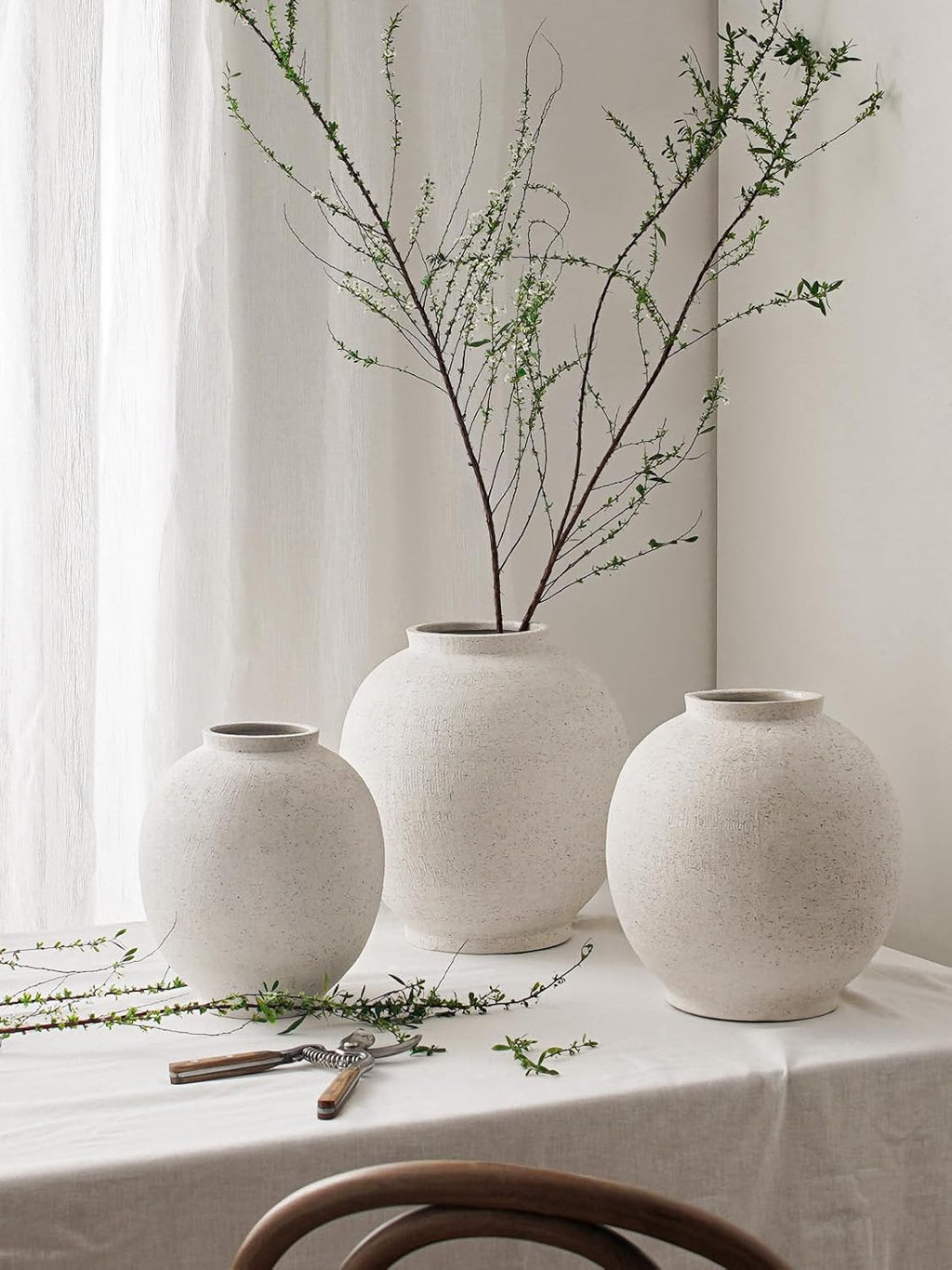 Farmhouse Beige Flower Vase — 8" - View 5