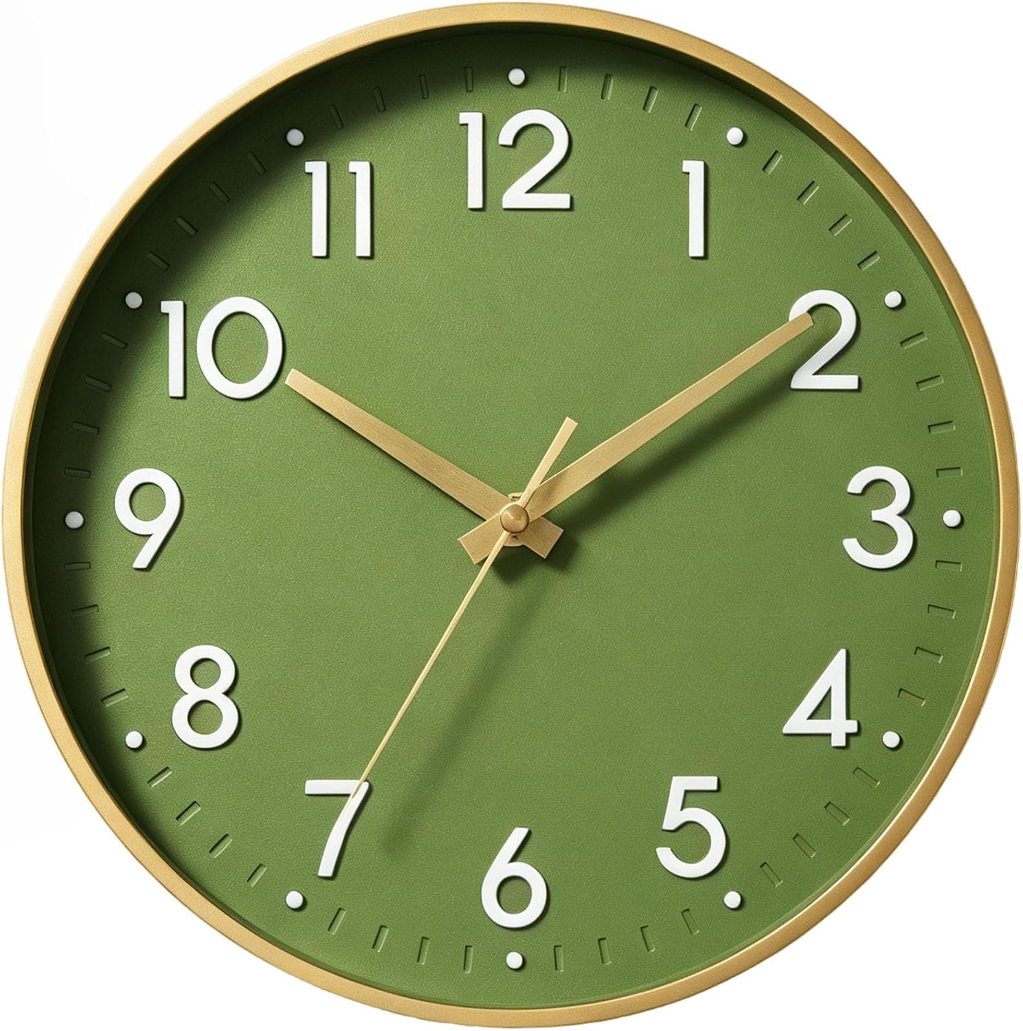 Battery Operated Modern Beige Wall Clock — 8" — A_gold