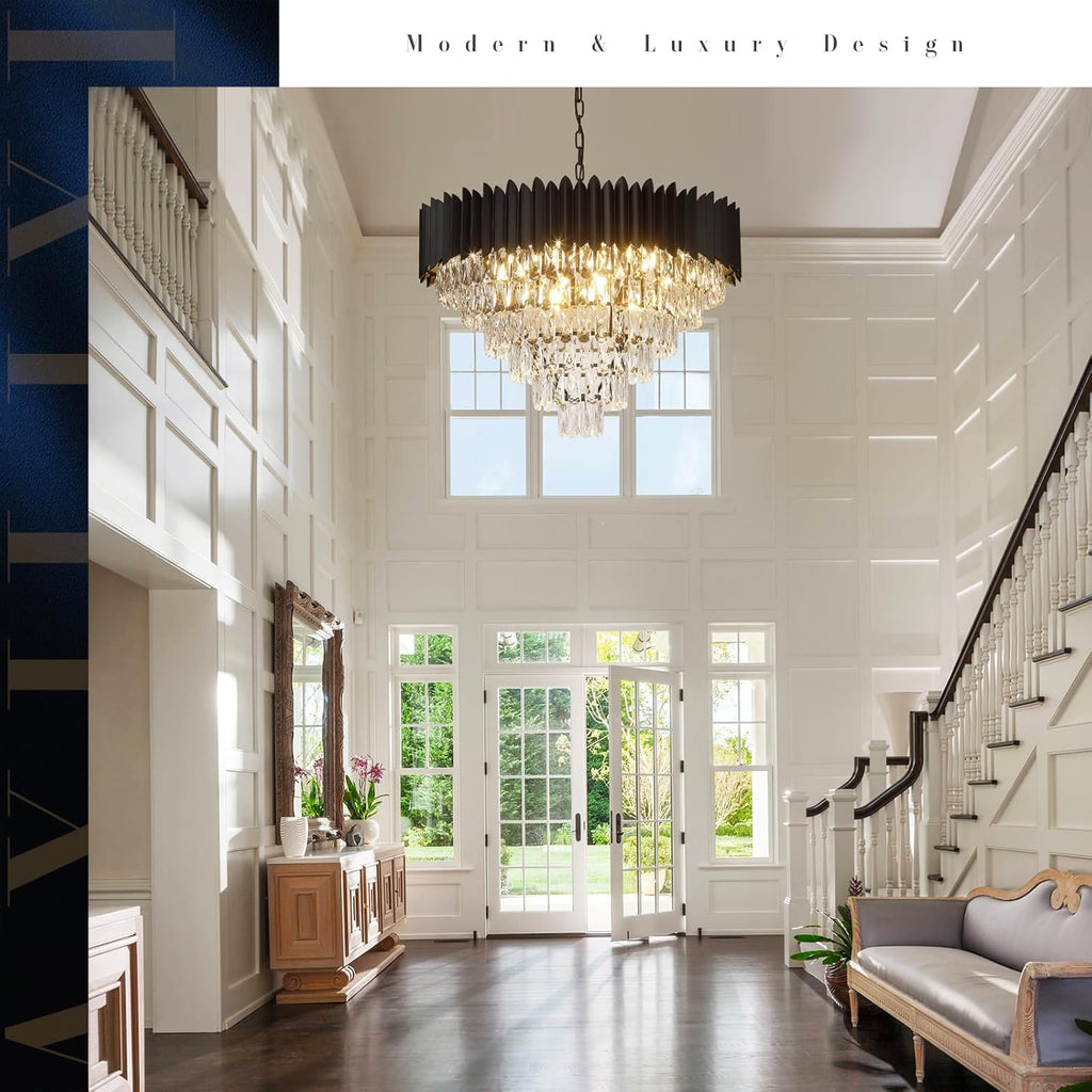 Round Luxe Black Chandelier — 30" - View 4