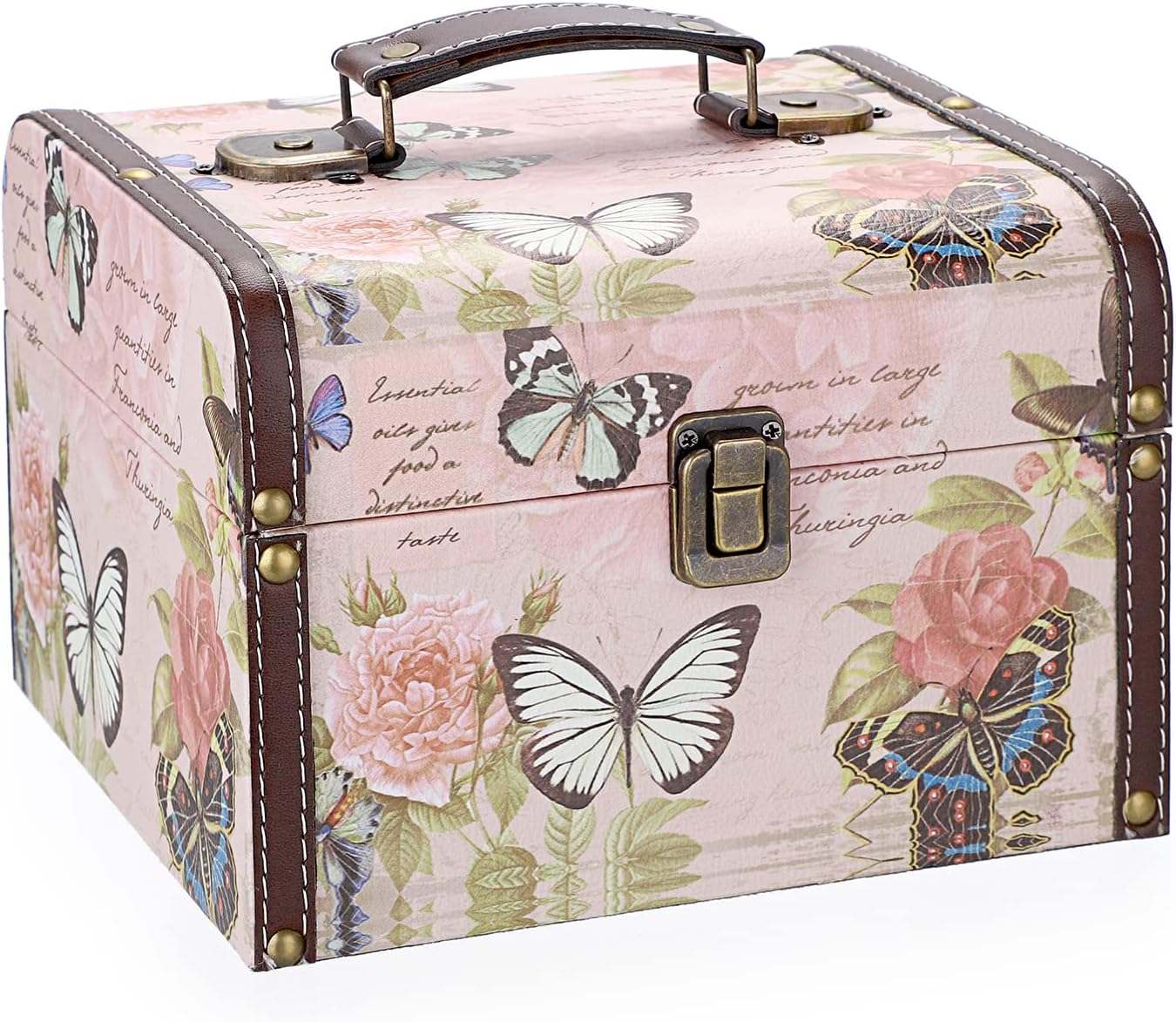 Wood Storage Basket — Butterfly Pattern, Large